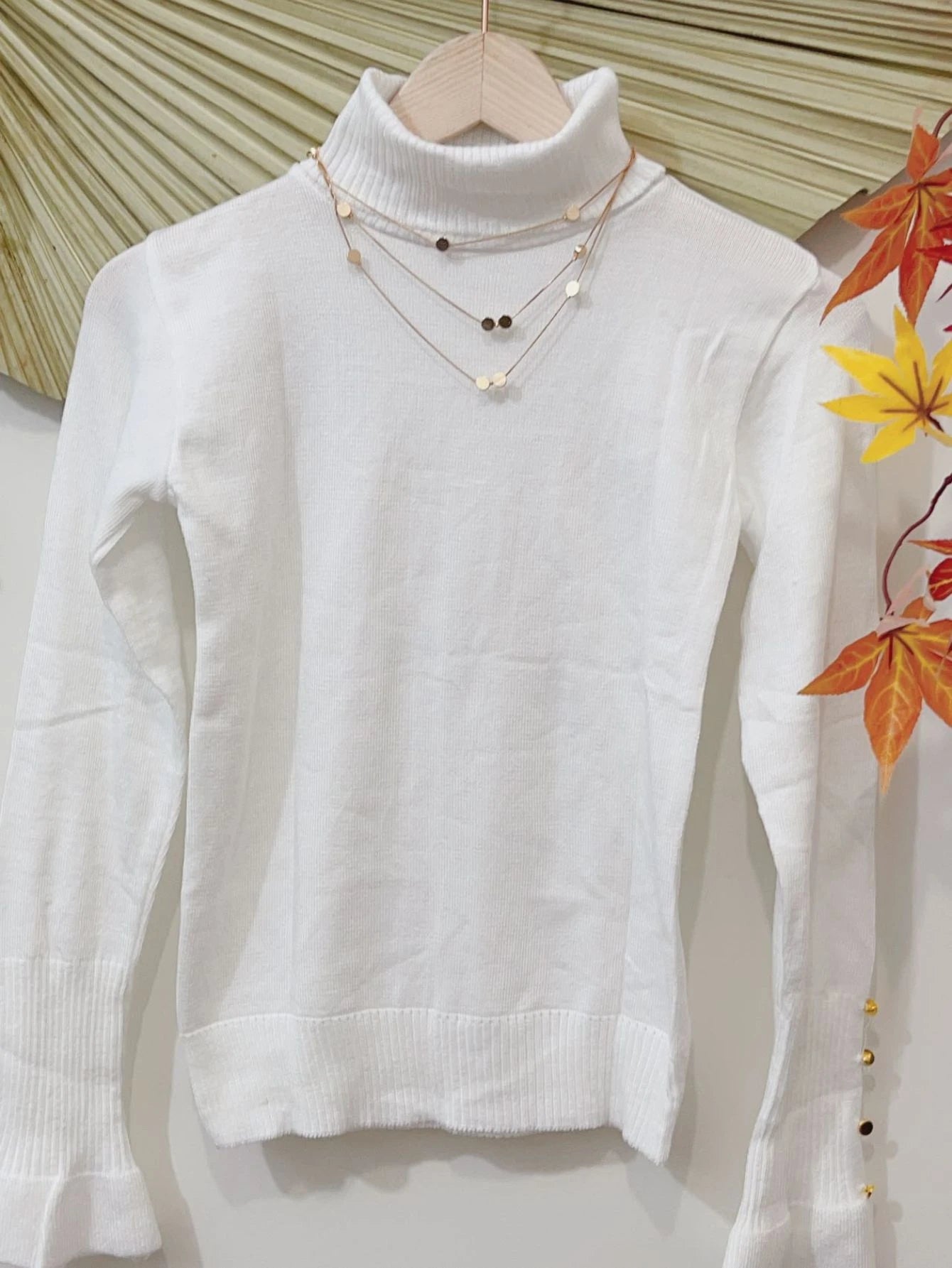 IN FASHION FEMININA BLUSA MODAL TRICOT GOLA ALTA MANGA COMPRIDAS TAMBEM MANGA DE BOTAO